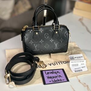 SOLD-Authentic Louis Vuitton Speedy Nano Mng Empreinte Noir